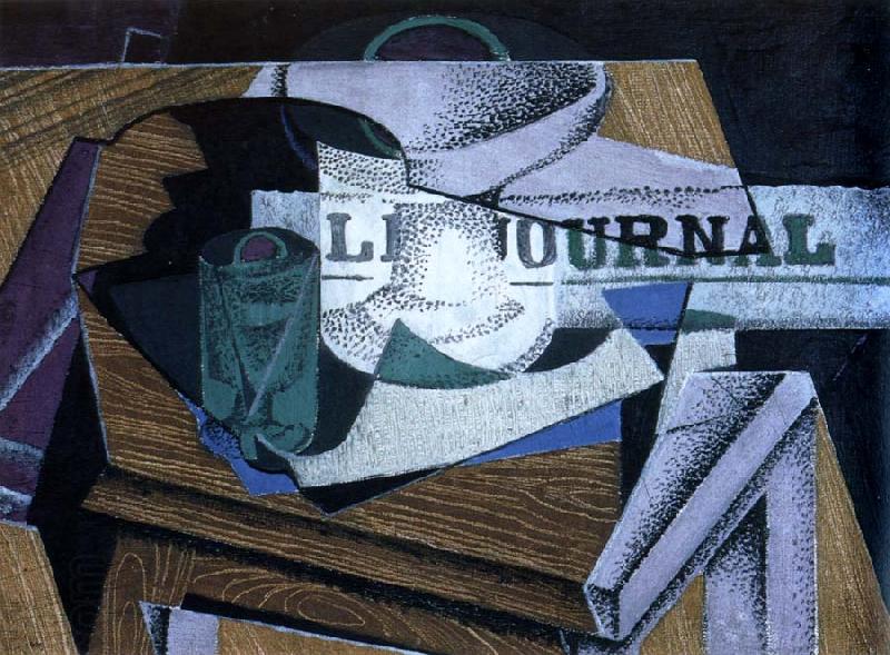Juan Gris fruit dish ,book ,and newspaper oil painting picture